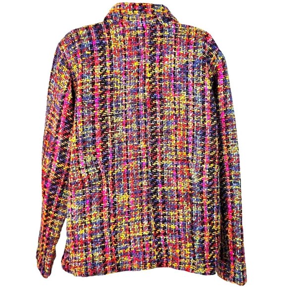 Chicos Multicolor Chenille Tweed Button-Front Jacket Size 16 Bright Warm Classic - Picture 2 of 7